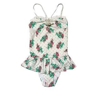 Janie And Jack Floral Skirted Swim Suit Size 6